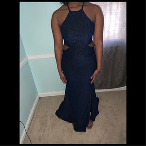 Navy Blue Sparkly Prom Dress
